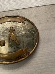 Gorgeous! Vintage German Silver Barrel Race Belt Buckle Cowboy Western Free Ship