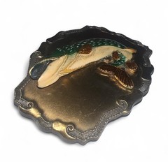 1977 Or 1978 Vintage Raintree Bass Fish Embossed 3D Belt Buckle Gold-Tone