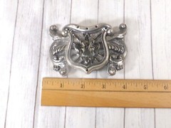 Silver Dagger Fleur De Lis Silvertone Belt Buckle with Black Crystals