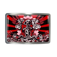 Guadalupe Belt Buckle – Red Day of the Dead Sugar Skull Buckle – 63-2