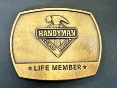 1996 Handyman Club of America *Life Member* Vintage 1996 Brass Tone Belt Buckle