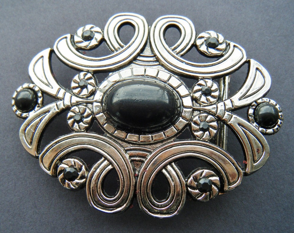 Flower Brooch Belt Buckle Black Flowers Floral Western Boucle de Ceinture