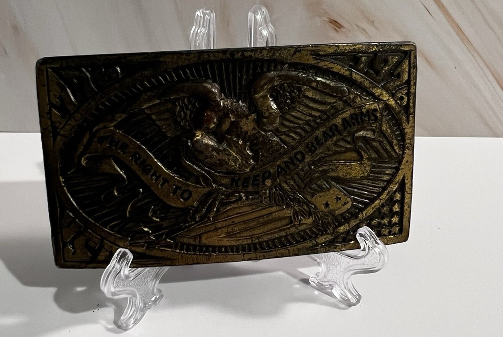 Men’s Western Gold Tone Raised Eagle Patriotic Rectangular Metal Buckle 1.5in