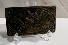 Men’s Western Gold Tone Raised Eagle Patriotic Rectangular Metal Buckle 1.5in