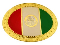 Mexico Mexican Flag Belt Buckle Country Rodeo HEBILLA Vaquero SIEMPRE MEXICO BIG