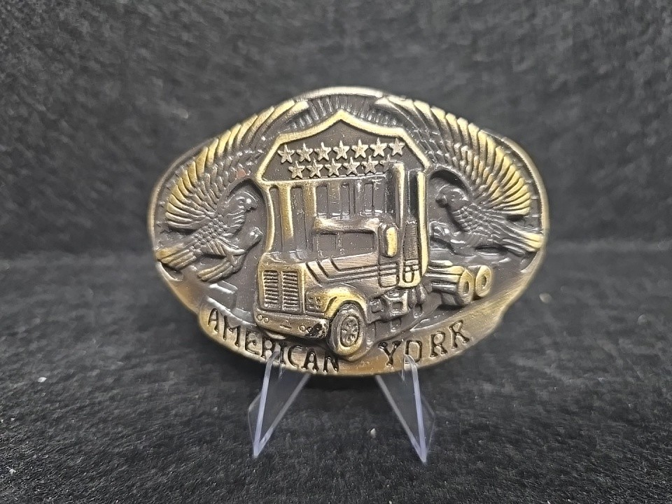 American Trucker Unique Belt Buckle American York Trucker Bronze Tone