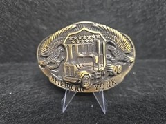 American Trucker Unique Belt Buckle American York Trucker Bronze Tone