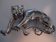 Silver Stone Cat Belt Buckle