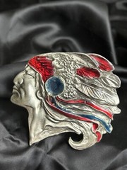 Vintage Chief Belt Buckle By The Great American Buckle Company Chicago 3&Prime;x3&Prime;
