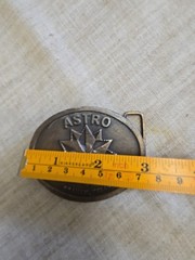 Vintage Hit Line Corporate Brass Belt Buckle ASTRO MUD INC Graham TX Read