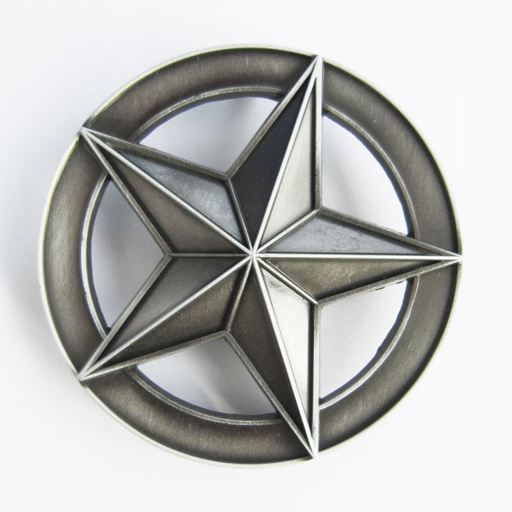 Circle Star Western Cowboy Antique Silver Belt Buckle