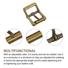 4Pcs 0.87&Prime; Single Prong Belt Buckle Square Center Bar Buckles for Belt, Brass