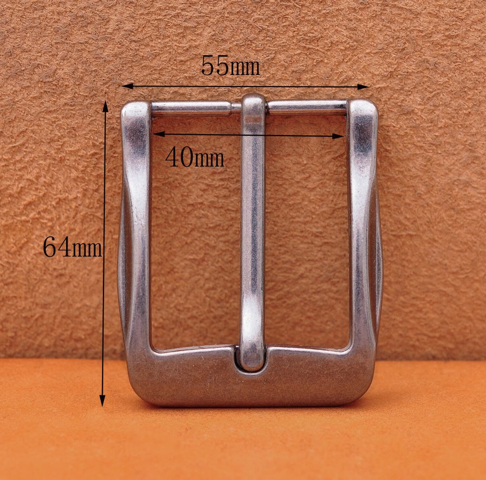 40mm Antique Silver Casual Men Pin Waist Leather Single Prong Clips Belt Buckle