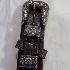 Vintage Tony Lama Belt by Holland San Angelo Sterling Silver and 14k Gold Buckle