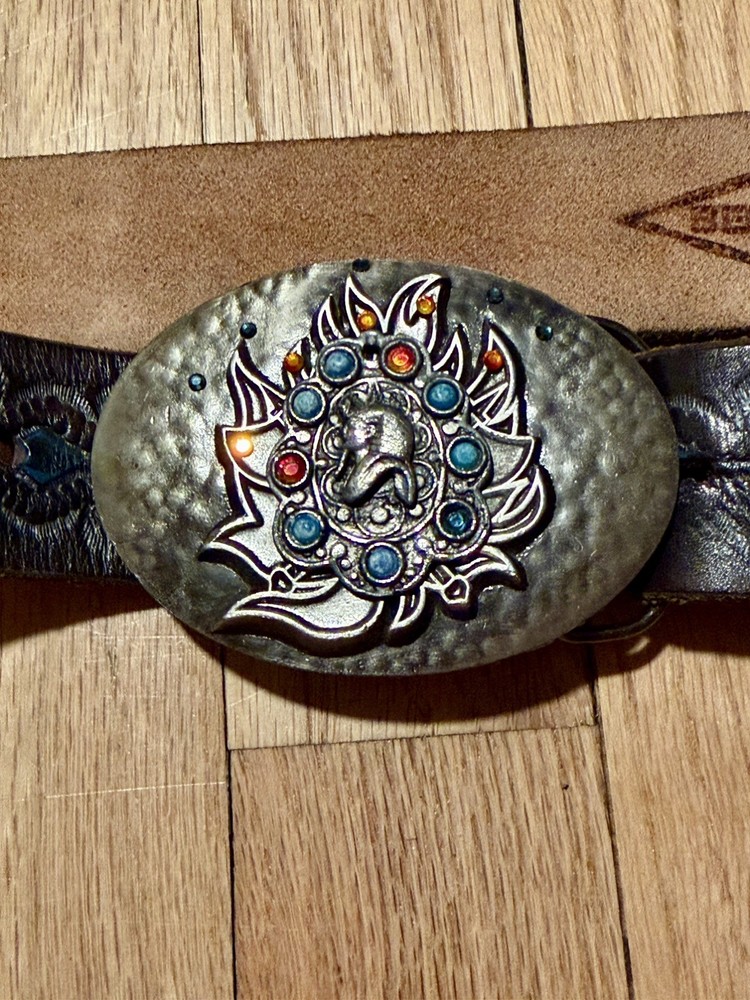 Western Leather 41” Belt w/ Tanside Buckle Egyptian Pharaoh Made In USA DD162