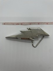 Buckle-Back Silver Lightning Bolt Western Metal Belt Buckle 5 in long.