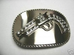 Famous Star Pistol Gun Rhinestone cowboy belt buckle