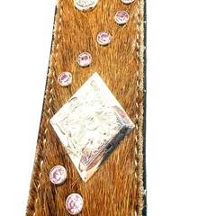 Montana Silversmiths Western Belt 32&Prime; Tooled Leather Cowhide Studs Statement