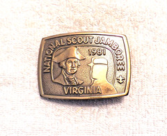 CLASSIC BELT BUCKLE NATIONAL BOY SCOUT JAMBOREE 1981 VIRGINIA GOLD TONE BB12