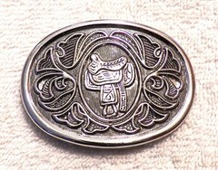 CLASSIC BELT BUCKLE SOUTHWESTERN SADDLE STIRRUPS UNIQUE DESIGN SILVER TONE BB13