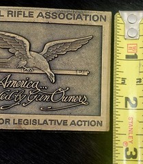 VINTAGE National Rifle Association NRA Belt Buckle America Founded By Gun Owners