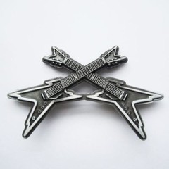 Crossed Electric Guitars Heavy Metal Rock & Roll Music Metal Fashion Belt Buckle
