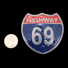 Highway 69 Road Sign Joke Sexy Kink Funny Belt Buckle