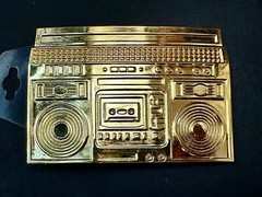 Rebel Revolutions Retro Gold Tone Ghetto Blaster / Boom Box Belt Buckle