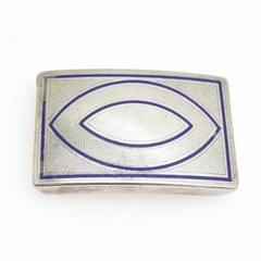 925 Sterling Silver Antique Art Deco Enamel Eye Symbol Belt Buckle #50130