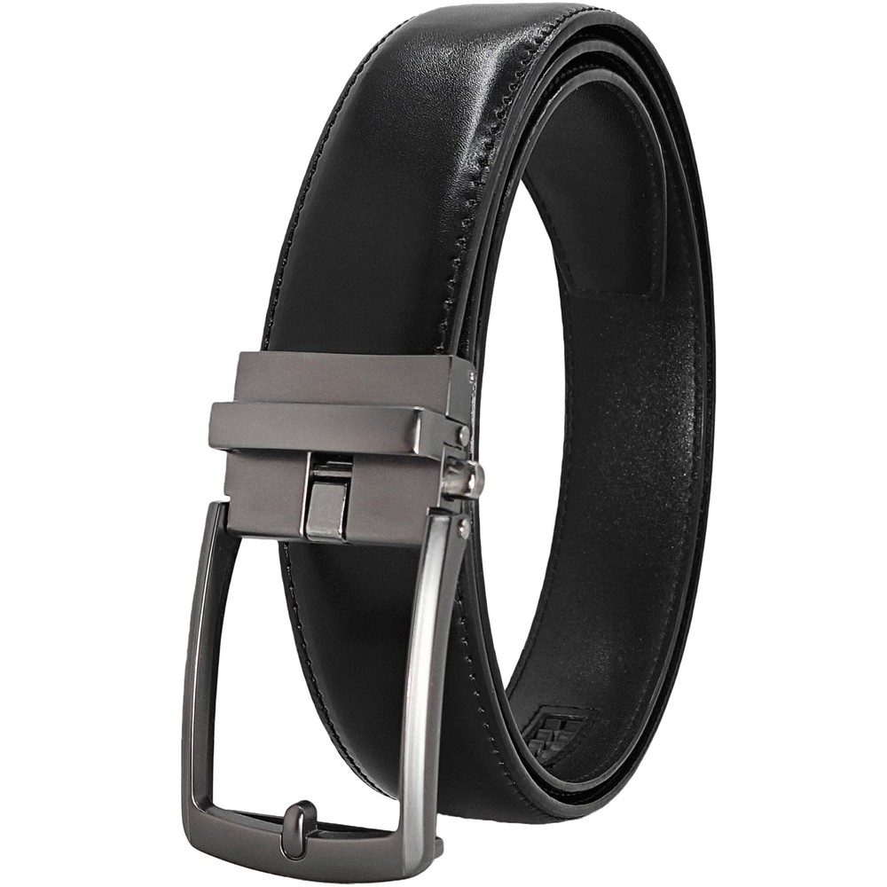 JIFANPAUL Men’s Leather Ratchet Waist: 29&Prime;-43&Prime; (49&Prime; Length), Blackb-darkgrey
