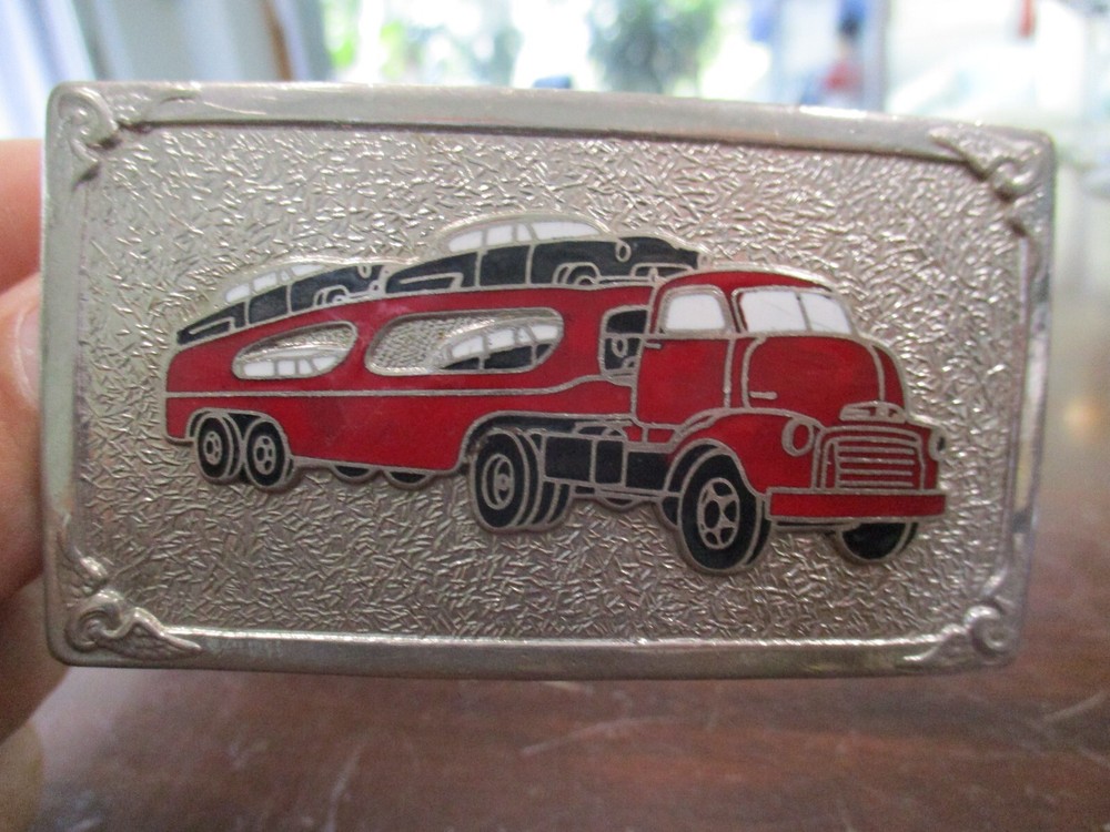 VINTAGE SEMI TRACTOR & TRAILER 1950&rsquo;S CAR HAULER HOOK FAST BELT BUCKLE