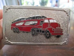 VINTAGE SEMI TRACTOR & TRAILER 1950&rsquo;S CAR HAULER HOOK FAST BELT BUCKLE