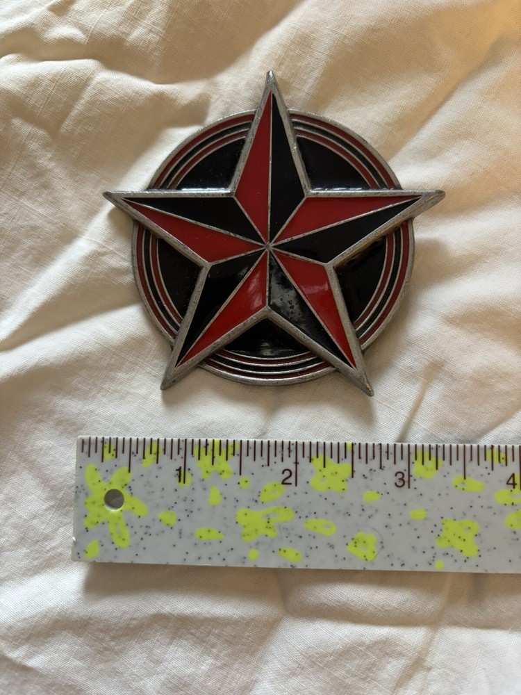 Pewter Red/Black Enamel Belt Buckle. 2002 Great American Products