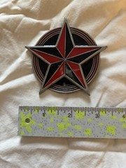 Pewter Red/Black Enamel Belt Buckle. 2002 Great American Products