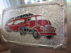 VINTAGE SEMI TRACTOR & TRAILER 1950&rsquo;S CAR HAULER HOOK FAST BELT BUCKLE