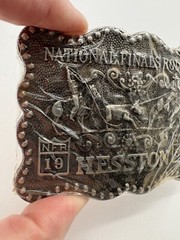 NFR Hesston 1987 Metal Belt Buckle New Sealed Award Design Medals