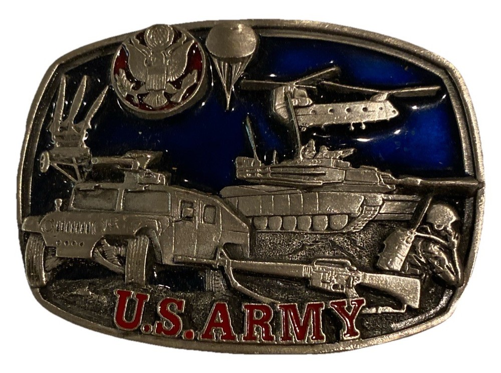 U.S. ARMY BELT BUCKLE VINTAGE 1991 BERGAMOT DETAILED PEWTER BUCKLES