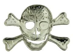 Skull Crossbones Blinged Belt Buckle Halloween Costume Orange Metal Men Women
