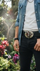 Men Buckle Silver Metal Native Warrior Dance Indian Casual Day Western Fashion