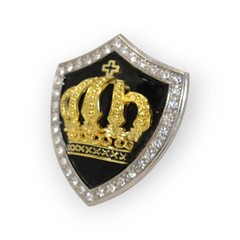BeltBuckle Crown Shield Royal Cross Gold Black Silver Rhinestone Italia FreeShip