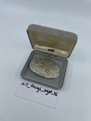Hand Engraved BHJ CO. Sterling and 10k multi color gold Belt buckle Used