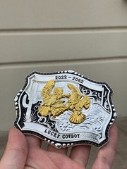 Western Buckle Gold Black Silver Roosters Cowboy 2 »Buckle Hebilla Vaquero Gallo