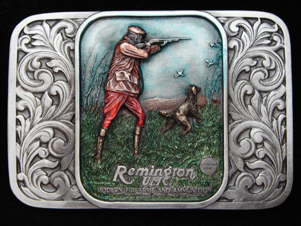 PF19163 *NOS* 2002 **REMINGTON** GUN & FIREARM COMPANY HUNTING PEWTER BUCKLE