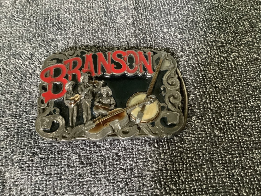 BRANSON MISSOURI Belt Buckle BC-0007~Enamel Banjo Fiddle~Big Cabin Wholesale Gif