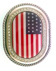 US Flag Belt Buckle American Men Women Happy 4th Gift Western Silver Rodeo Style