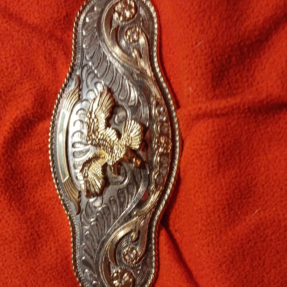 Western Eagle Engraved Belt Buckle Antique Finish Silver/Gold Tone Men&rsquo;s 1.5in