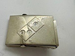 Domino Game Engraved On Reflective Silver Color Ratchet Style Belt Buckle