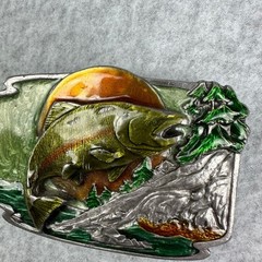 Vtg 1984 Siskiyou Buckle Co Salmon Fish Enameled Belt Buckle S-30 6.9 oz
