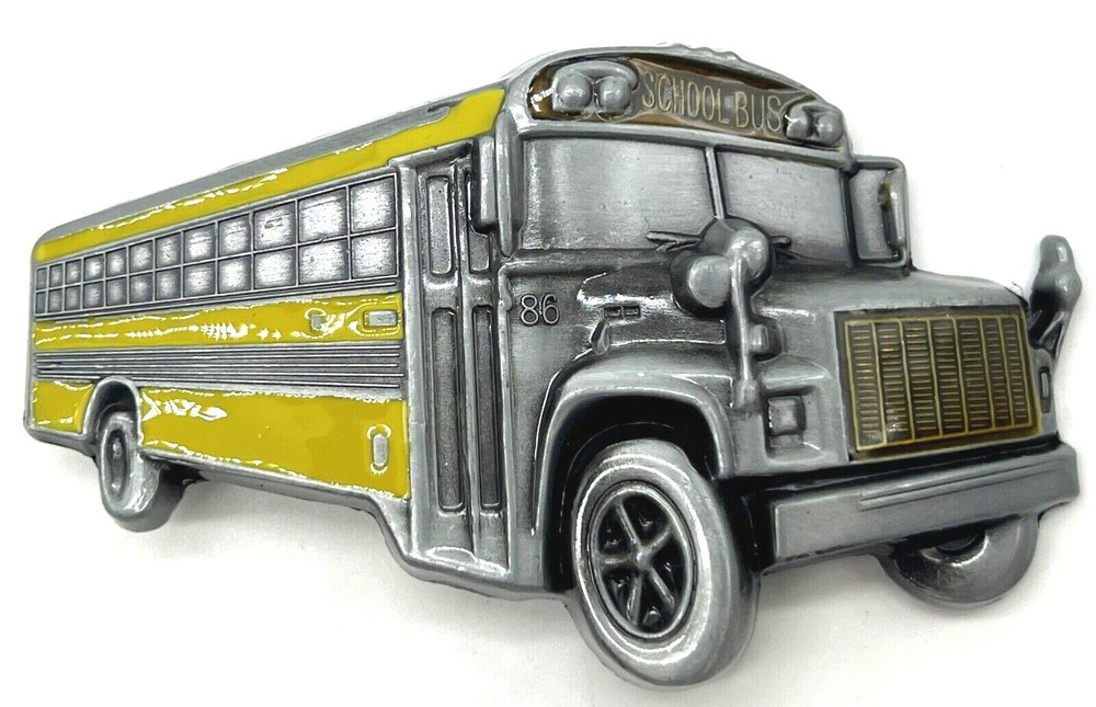 School Bus Yellow Enameled Belt Buckle New