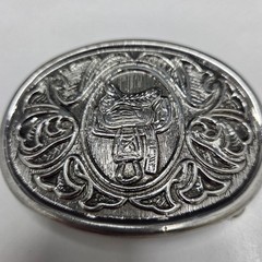 Avon Belt Buckle Vintage Western Horse Saddle Silver Tone Oval Scrollwork G7/67